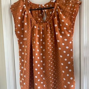 Orange w/ White Polka Dots Lauren Conrad Shirt M